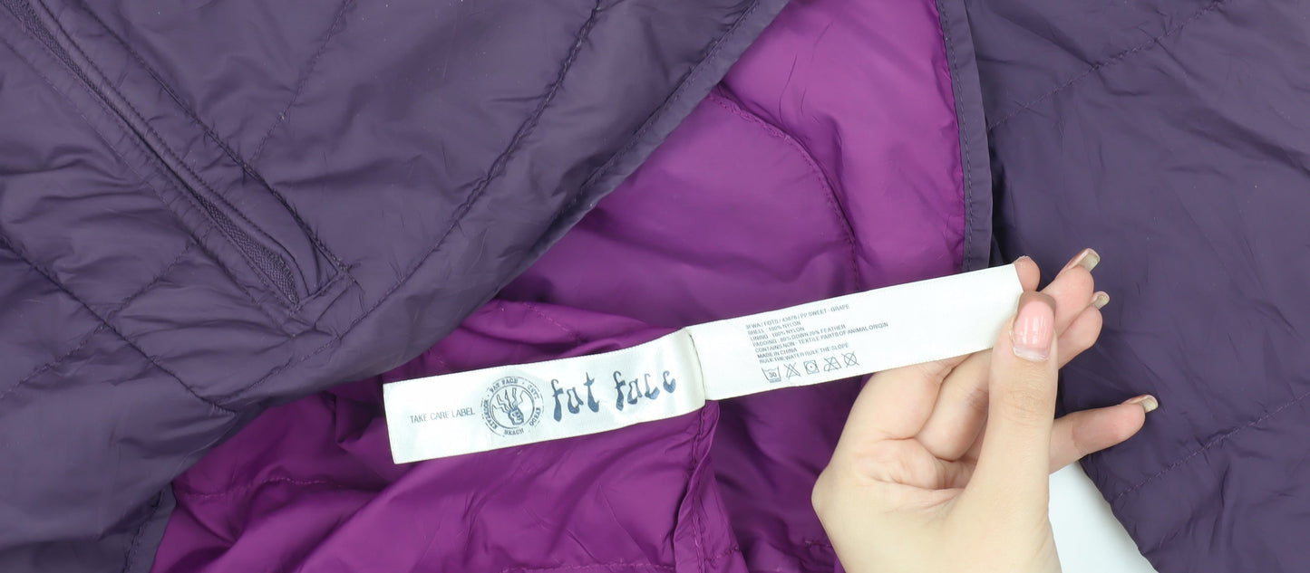 Fat Face Women's Purple Puffer Jacket Size 10