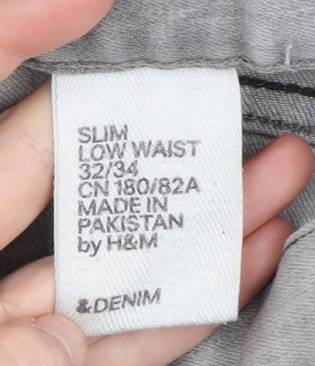 H&M Men’s Grey Slim Fit Jeans Size 32 Low Waist Denim