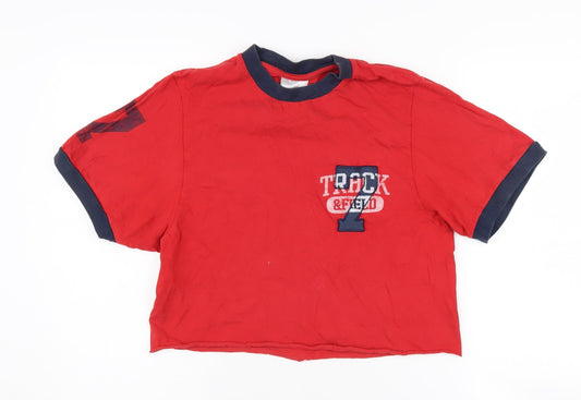 Additional front view of Nike Red Cropped T-Shirt, unisex s, casual & sporty