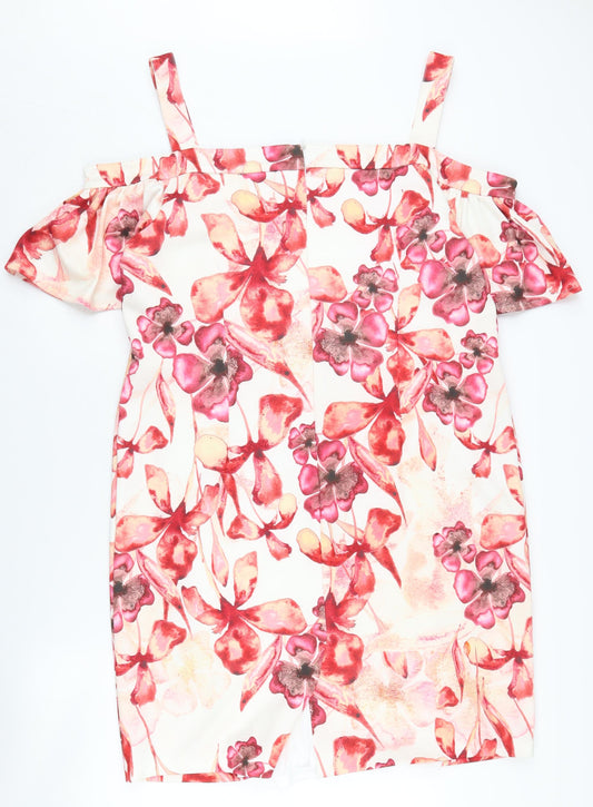 Klass Women's Multicoloured Floral Cold Shoulder Dress