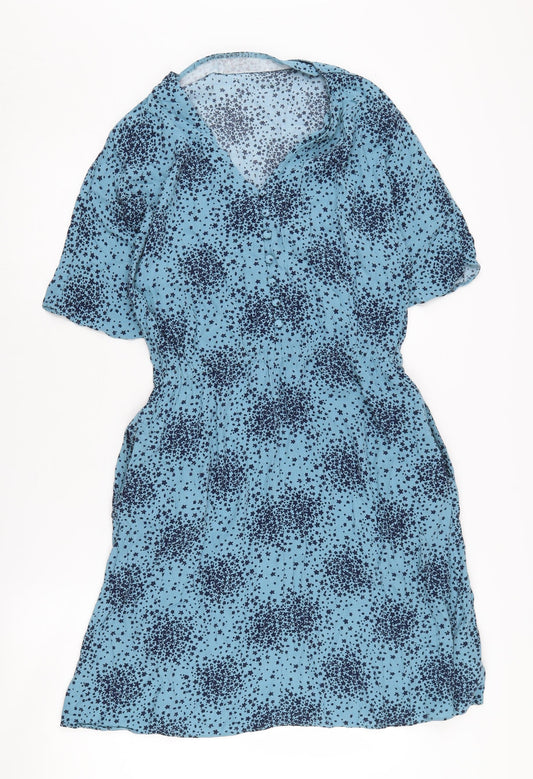 Additional front view of Boden Women's Blue Floral A-Line Dress, size 10