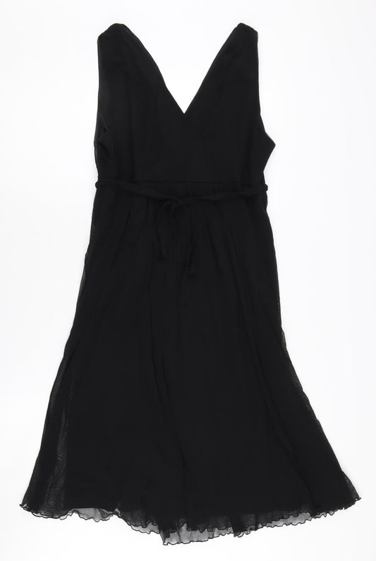 Wallis Women's Black Sleeveless V-Neck Dress - Size 14