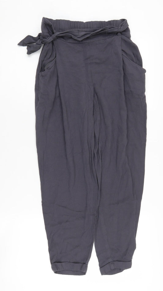 Womens UK Size 6 New Look Relaxed Fit Paperbag Grey Trousers