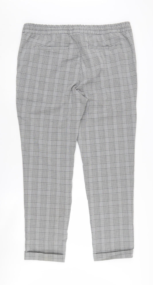H&M Men's Grey Check Trousers - Size L, Casual Wear