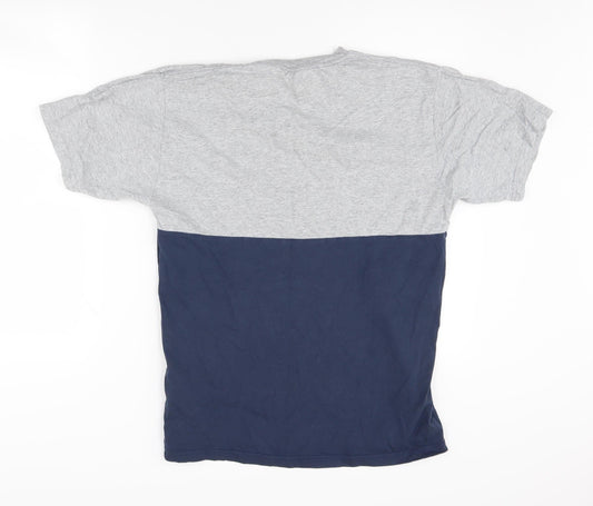 Vans Men's Grey Blue Colourblock Medium T-Shirt