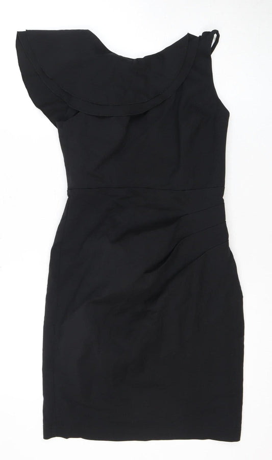 Lipsy Women's Black One Shoulder Sheath Dress UK 10