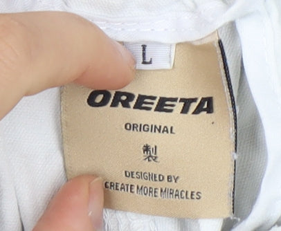 Oreta Women's White Cotton Trousers Size L