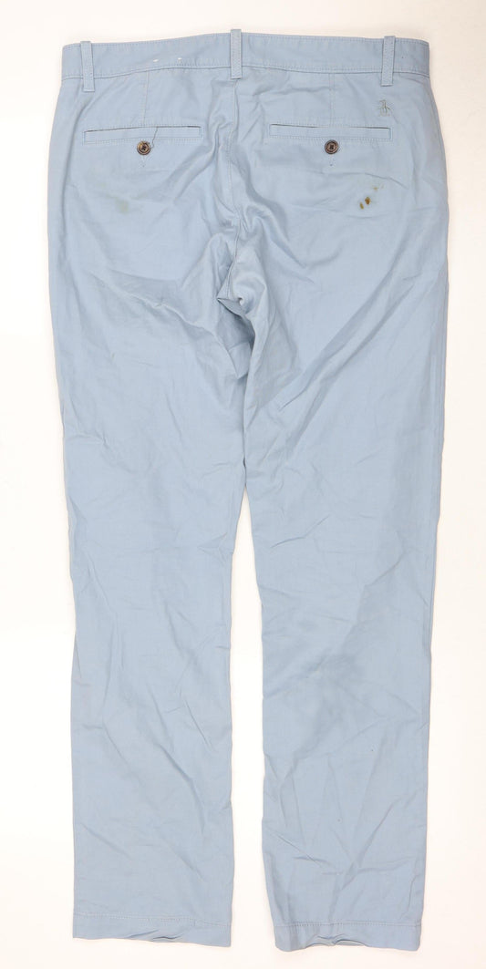 Penguin Men's Blue Chino Trousers, Size 32