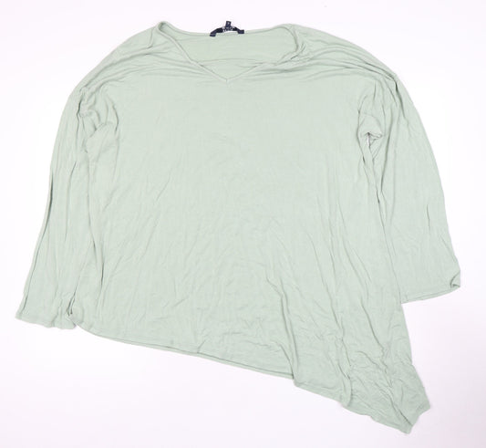 MAINE Women's Green V-Neck Top, Size 22, Asymmetrical