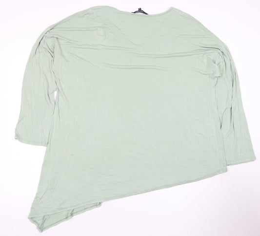 MAINE Women's Green V-Neck Top, Size 22, Asymmetrical