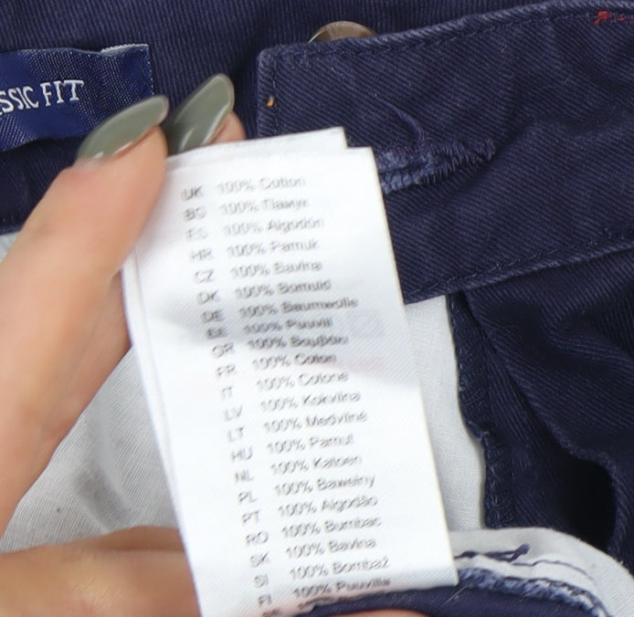 Saxnet Ltd Men's Blue Classic Chino Trousers, M, Cotton