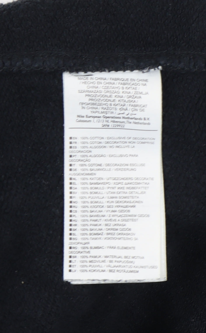 Brand and care label for Nike Black unisex activewear trousers, size L, comfortable