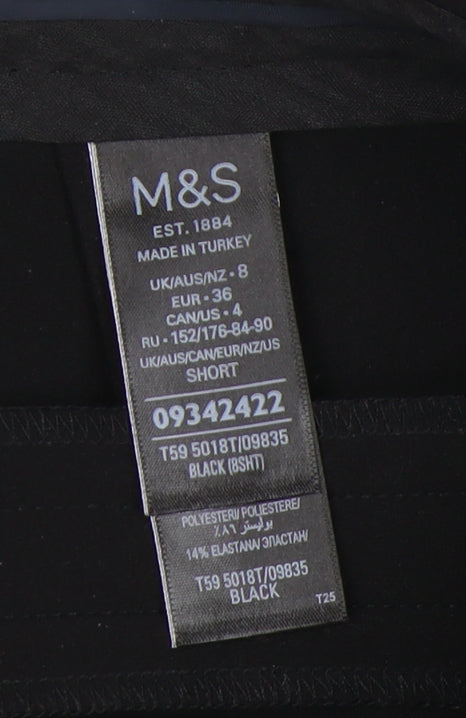 Womens UK Size 8 Marks and Spencer Regular Fit Casual Black Trousers