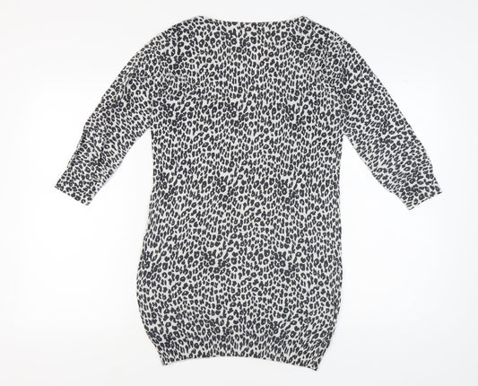 Next Women's Grey Animal Print Dress, Size 14