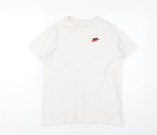 Additional front view of Nike unisex white basic t-shirt s, crew neck, breathable