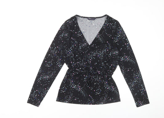 Womens UK Size 8 Marks and Spencer Black Wrap Blouse