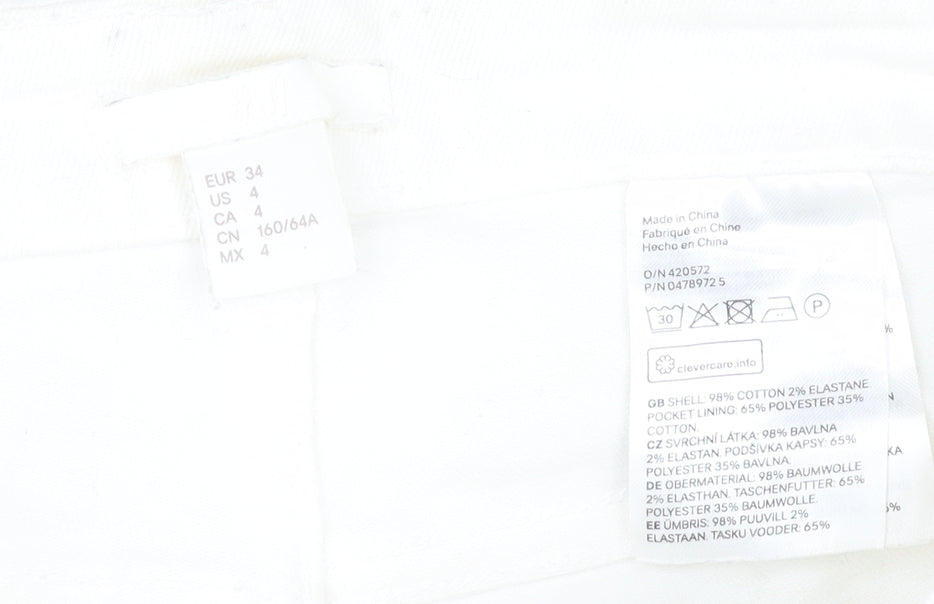 H&M Women's White Cut-Off Denim Shorts Size 6