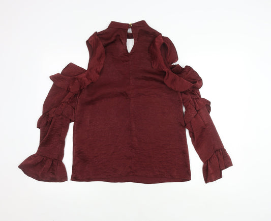 Womens UK Size 8 Lipsy Red Wrap Blouse