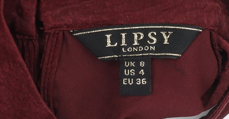 Womens UK Size 8 Lipsy Red Wrap Blouse