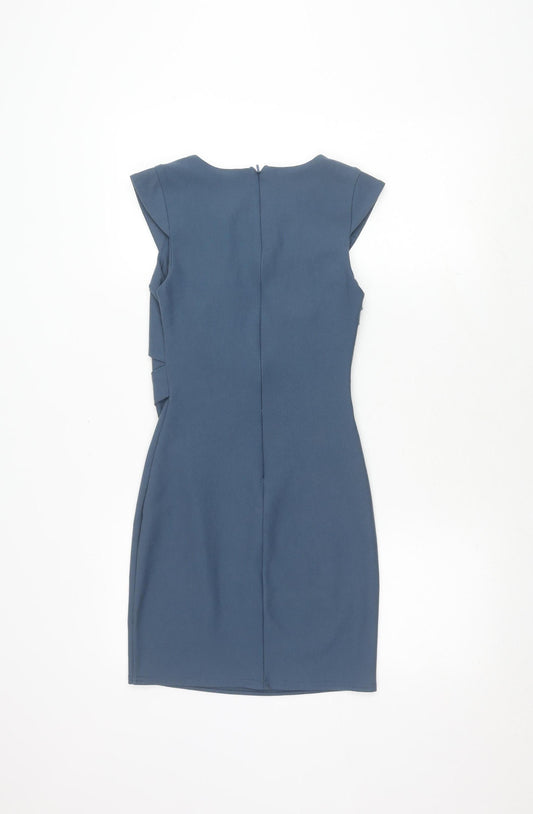 Topshop Women's Blue Sheath Dress, Size 6, Off the Shoulder