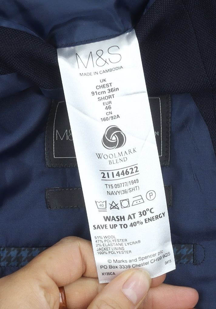 Mens UK Size 36 Marks and Spencer Regular Blue Suit Jacket