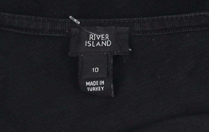 Womens UK Size 10 River Island Black Basic T-Shirt