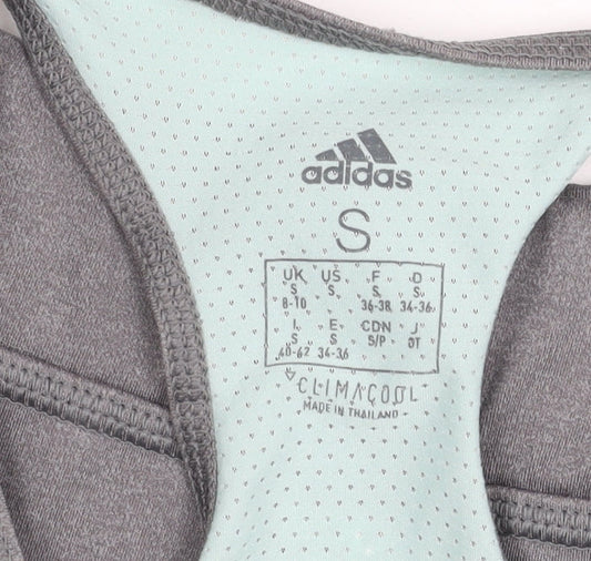 Adidas Women's Grey Cropped Sports Bra S Athletic Fit