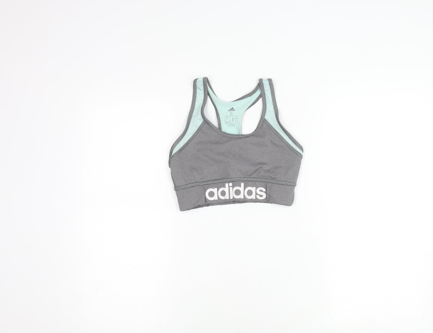 Adidas Women's Grey Cropped Sports Bra S Athletic Fit