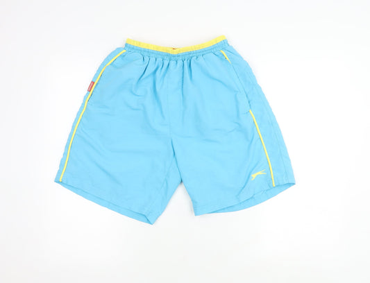 Additional front view of Slazenger Men's Blue Swim Shorts S - Elastic Waist