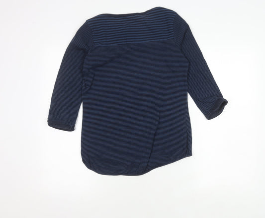FatFace Women's Blue Striped T-Shirt Size 8