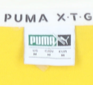 Brand and care label for Puma unisex colourblock t-shirt yellow m