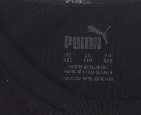 Brand and care label for Puma Women's Black 2XS T-Shirt with Logo