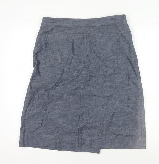 Next Women's Blue Cotton Button Skirt, Size 14