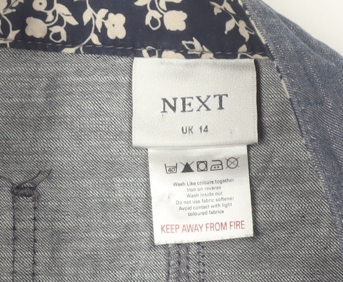 Next Women's Blue Cotton Button Skirt, Size 14