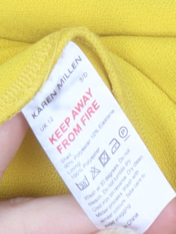 Karen Millen Women's Yellow Long Sleeve Dress, Size 12