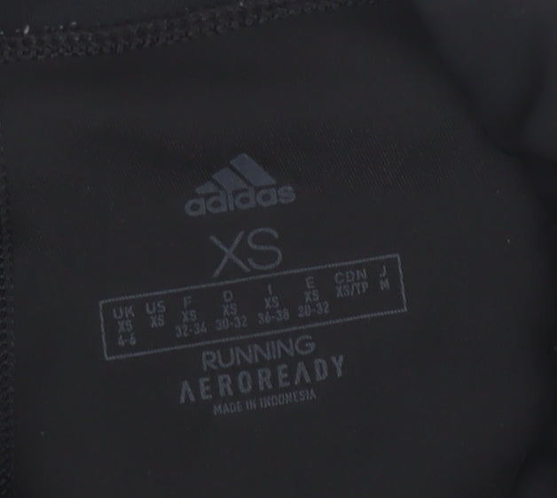 Close-up detail of Adidas Black Running Leggings Women's XS Aeroready