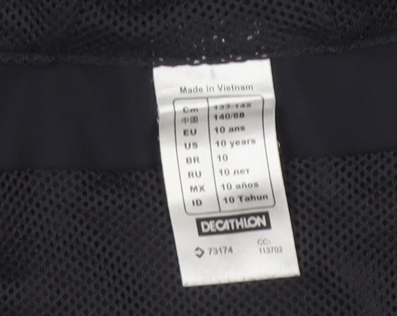 Kipsta Boys' Black Polyester Hooded Jacket, Size 10 Years