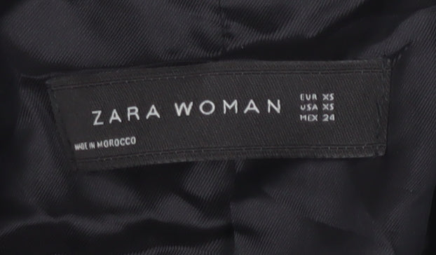 Zara Women Black XS Double-Breasted Blazer