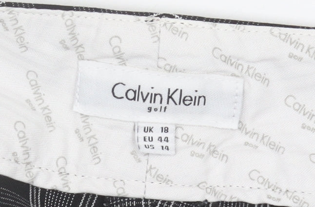Calvin Klein Women's Black Check Trousers Size 18