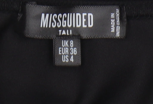 Close-up detail of Missguided Women's Black One Shoulder Jumpsuit, size 8