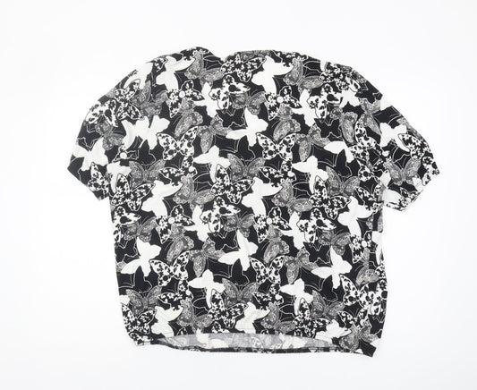 M&Co Women's Black Floral Top Size 20