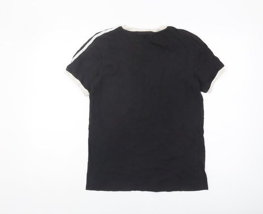 Womens UK Size 4 adidas Black Ringer T-Shirt