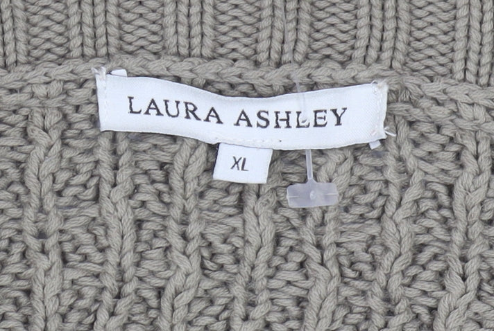 Laura Ashley Women's Beige XL Cable-Knit Cardigan