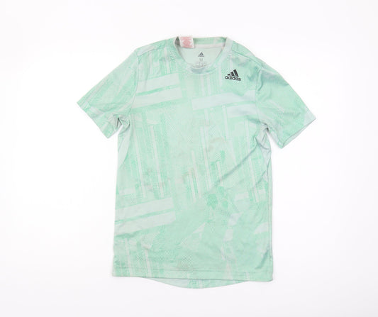 Additional front view of Adidas boys’ green geometric t-shirt -, size 11-12, years