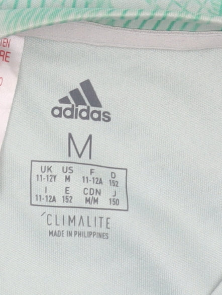 Adidas Boys Green Geometric T-Shirt - Size 11-12 Years