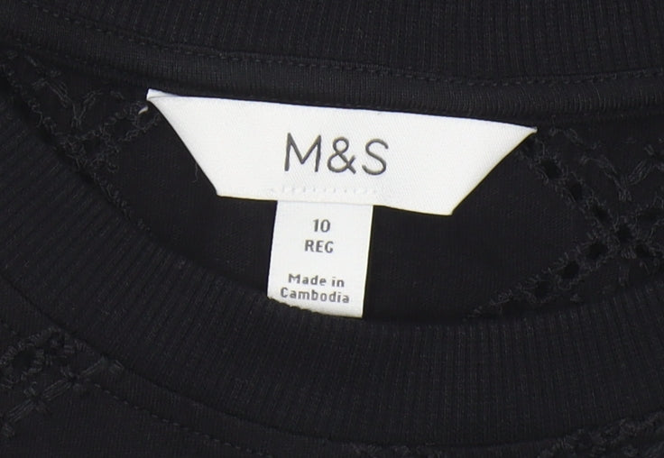 Womens UK Size 10 Marks and Spencer Black T-Shirt