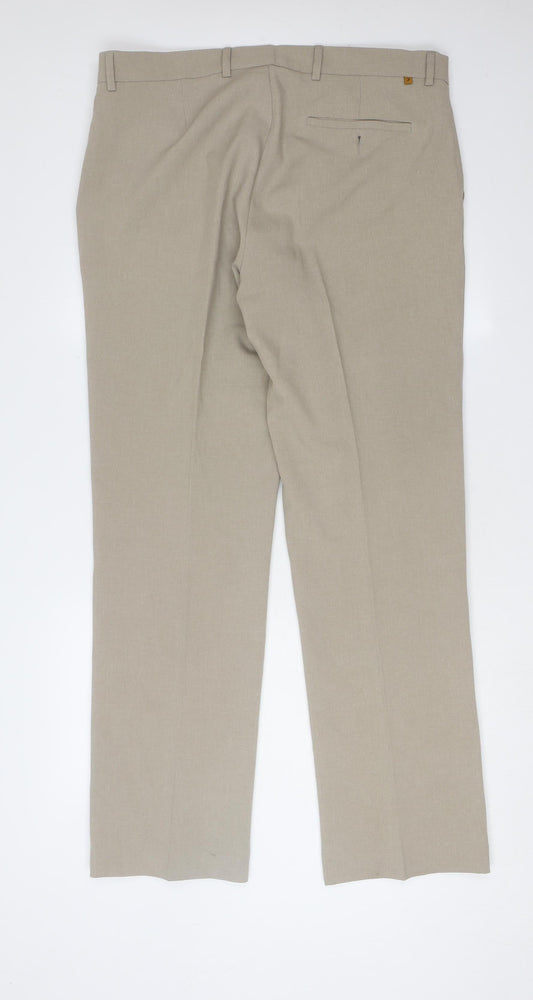Farah Men's Beige Trousers, Size L, Straight Leg