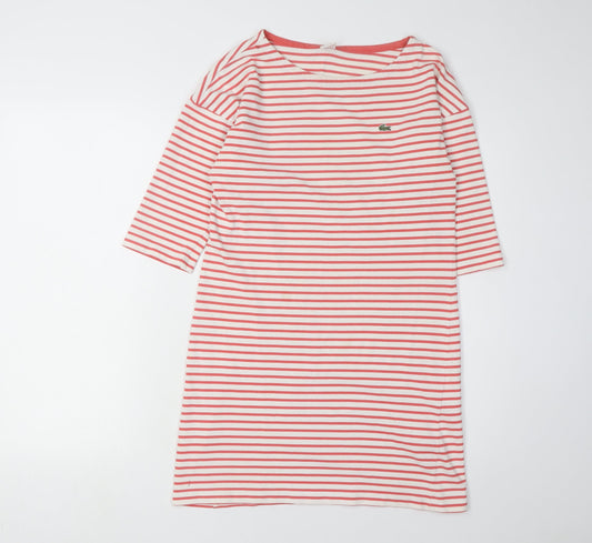 Additional front view of Lacoste L!VE Women's Red Stripe T-Shirt Dress M