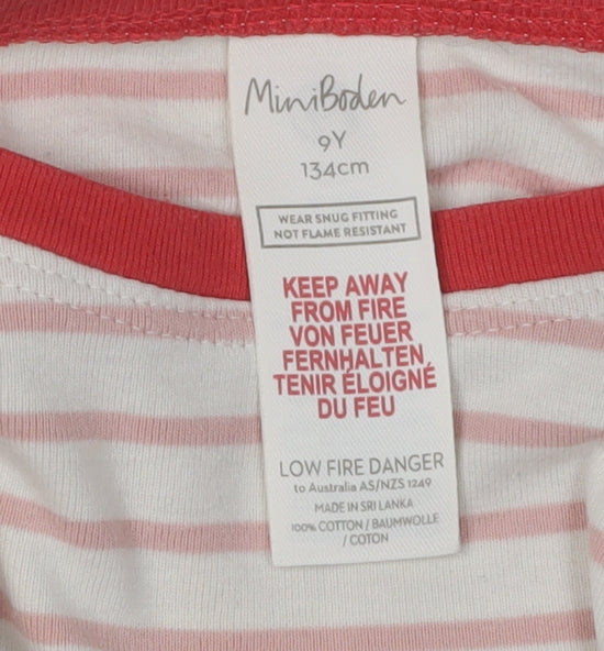 MiniBoden Girls Pink Striped Long Sleeve T-Shirt 9Y