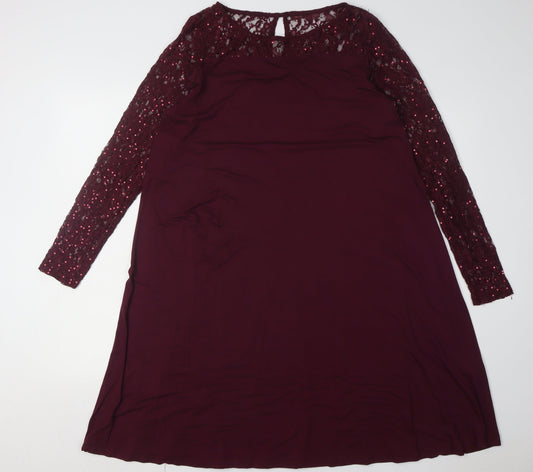 Additional front view of JoJo Maman Bébé Red Sequin Long Sleeve Maternity Dress